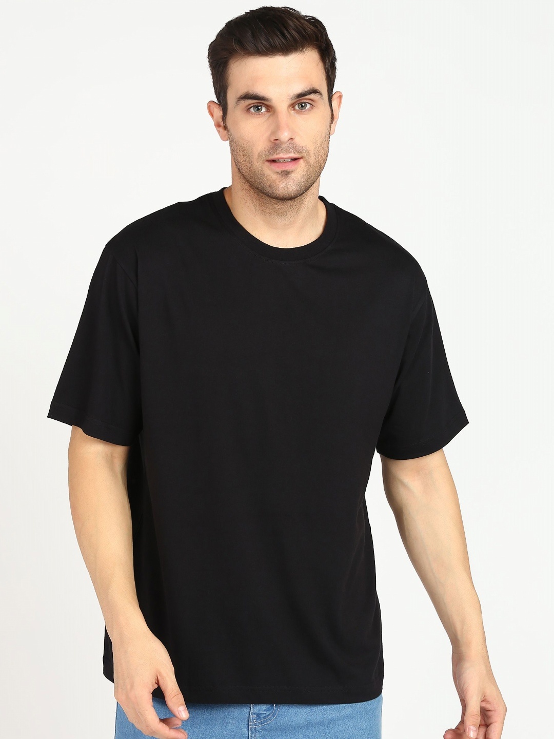 

Moda Rapido Men Solid Round Neck Cotton Relaxed Fit T-shirt, Black