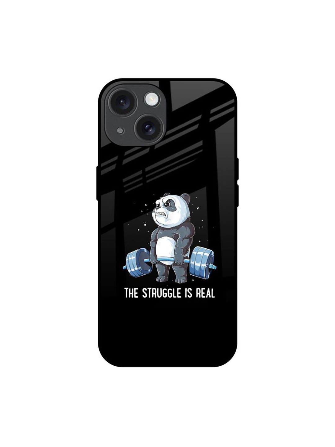

QRIOH Real Struggle Real Printed iPhone 15 Back Case, Black