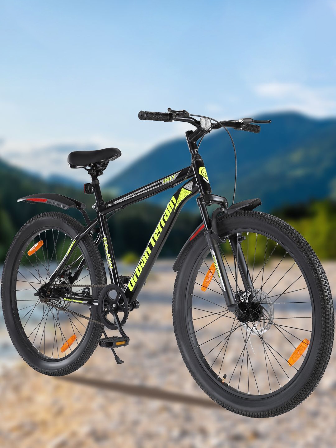 

URBAN TERRAIN Galaxy Pro Steel 26T Single Speed Mountain Bike, Green