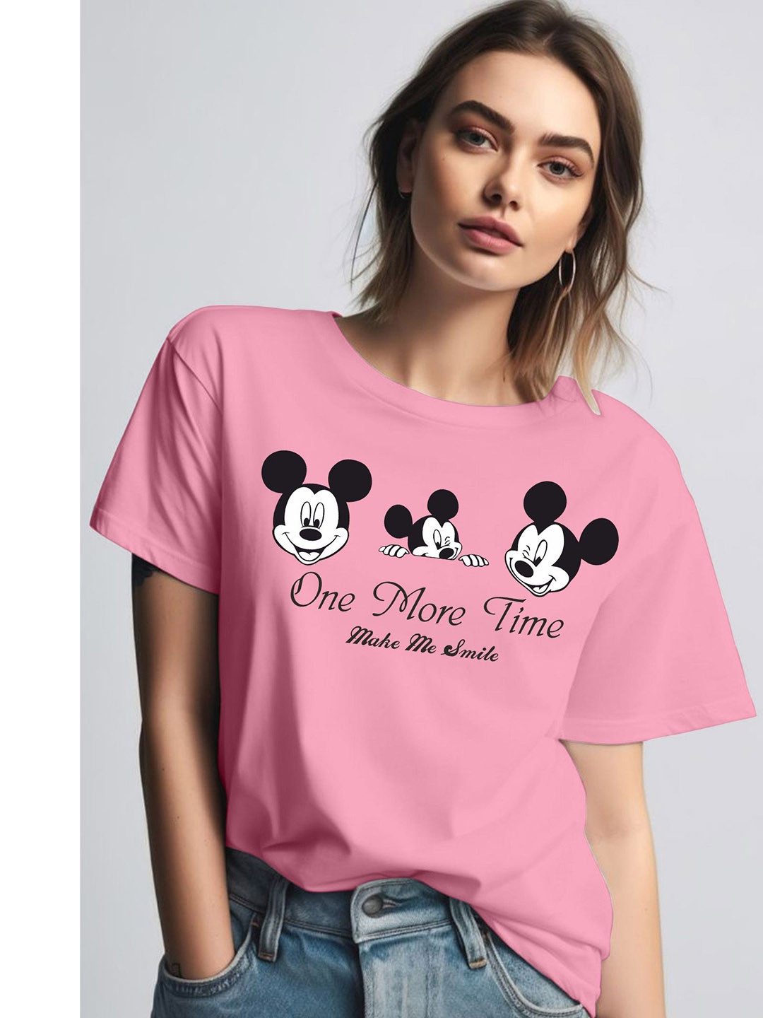 

Moda Rapido Women Printed Round Neck Tshirt, Pink