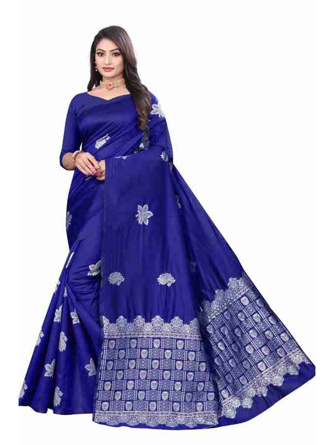 

A TO Z CART Woven Design Pure Silk Banarasi Saree, Blue