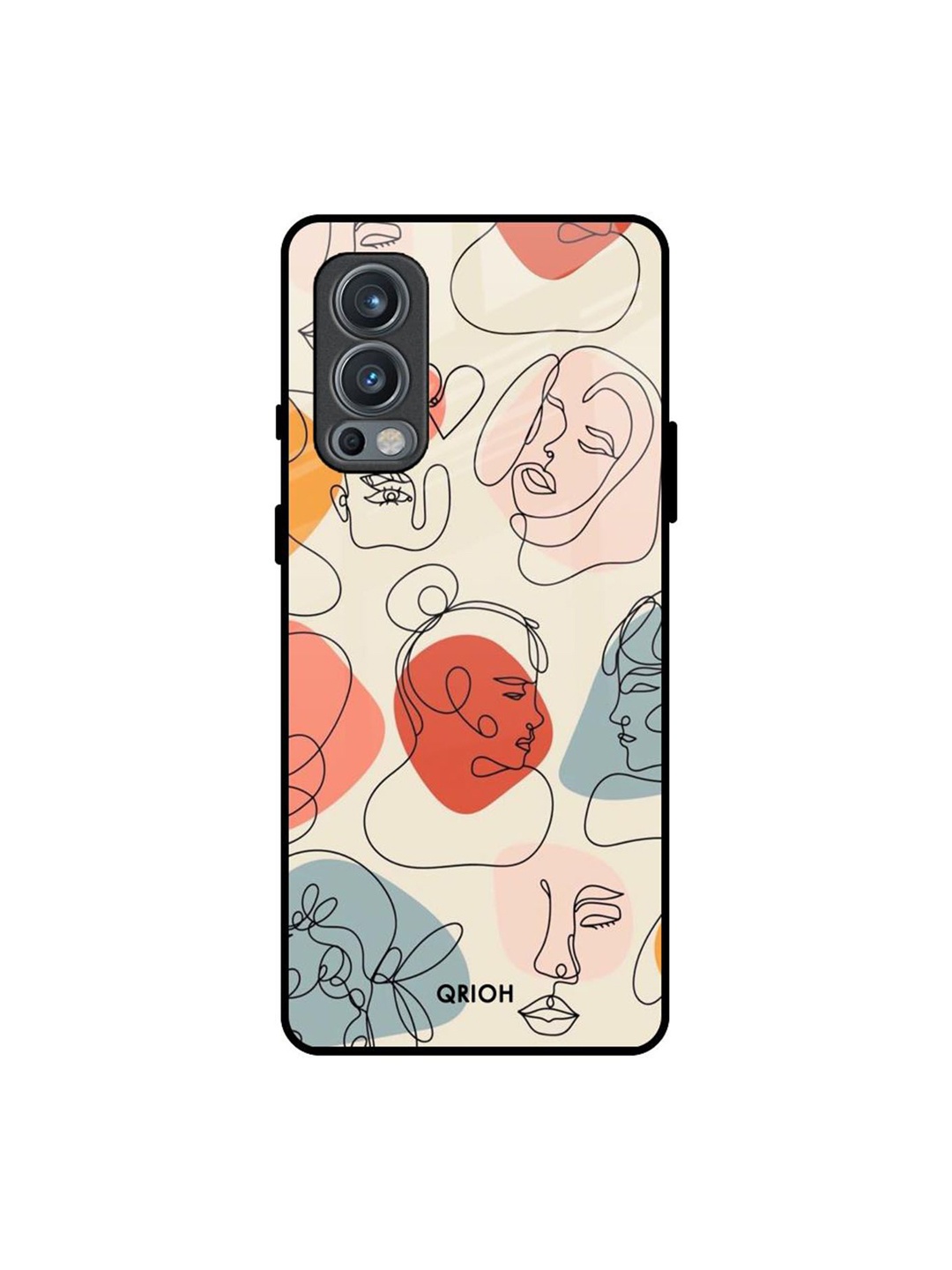 

QRIOH Abstract Faces Printed Oneplus Nord 2 Back Case, Beige