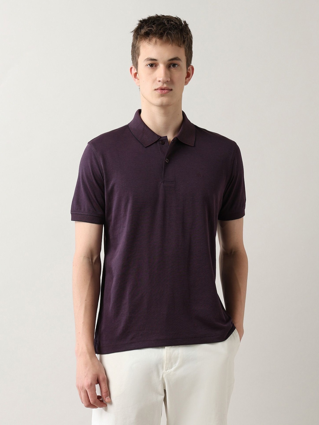 

Arrow Men Regular Fit Solid Polo Collar Cotton T-shirt, Purple