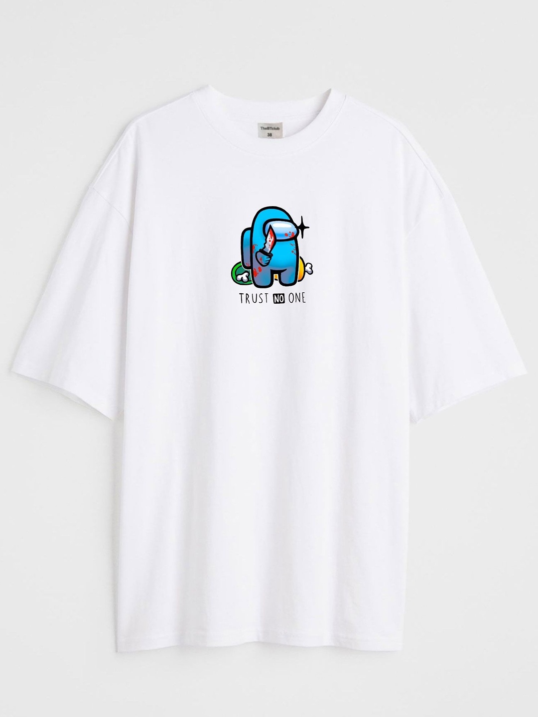 

TheBTclub Men Activchill Graphic Printed Round Neck Cotton Oversized T-shirt, White