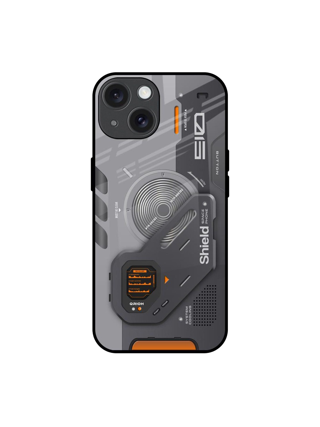 

QRIOH Tech Lifestyle Printed iPhone 15 Back Case, Grey
