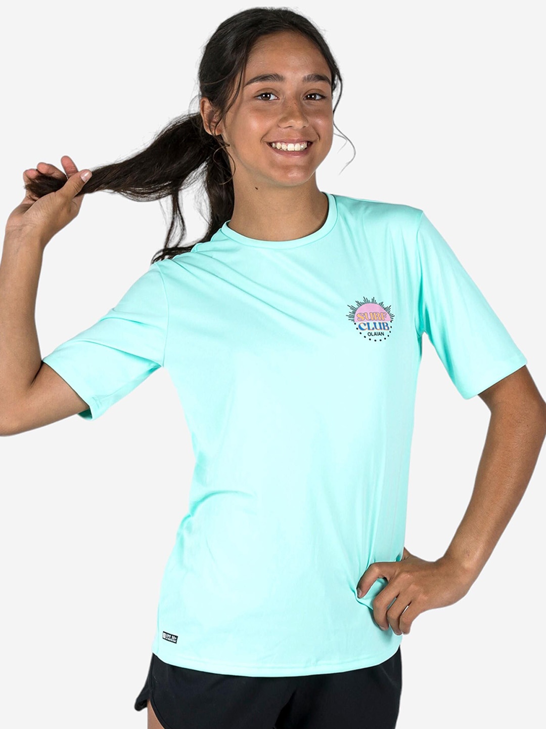 

OLAIAN By Decathlon Printed Round Neck Swim Tops, Turquoise blue