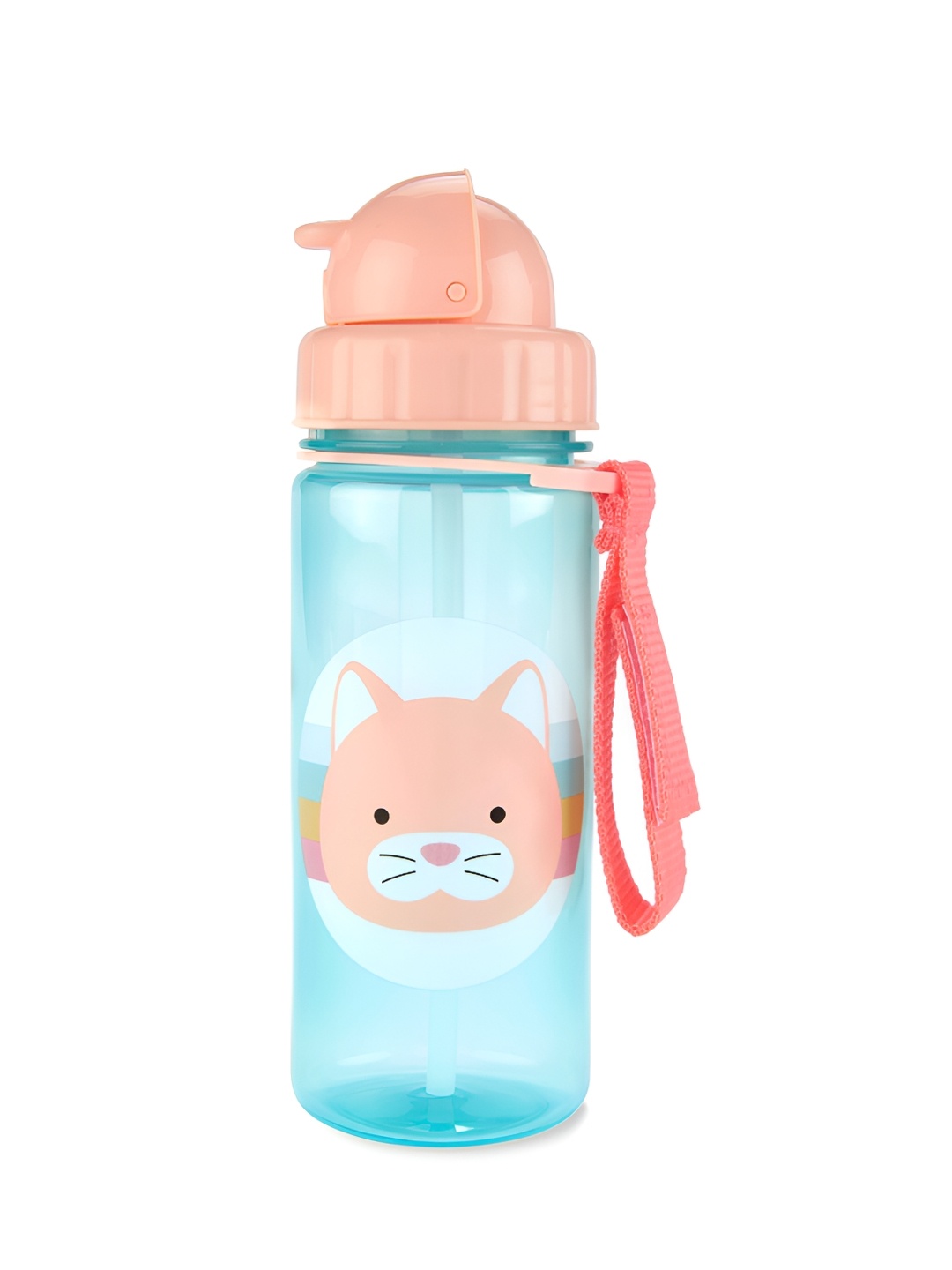 

SKIP HOP Kids Cat Peach & Blue Zoo Printed Zoo Straw Sipper Water Bottle 350 ml