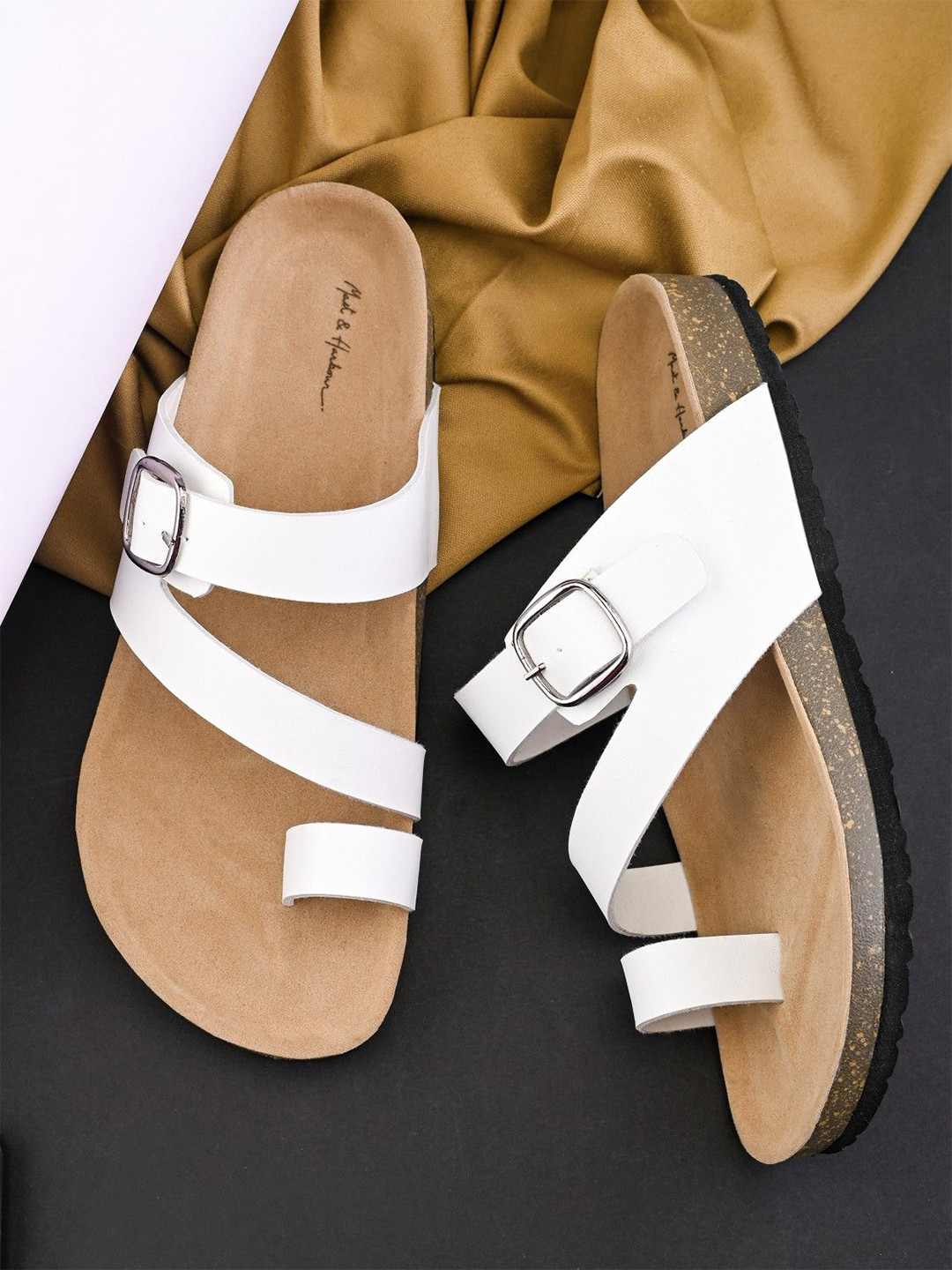 

Mast & Harbour Men PU Comfort Sandals, White