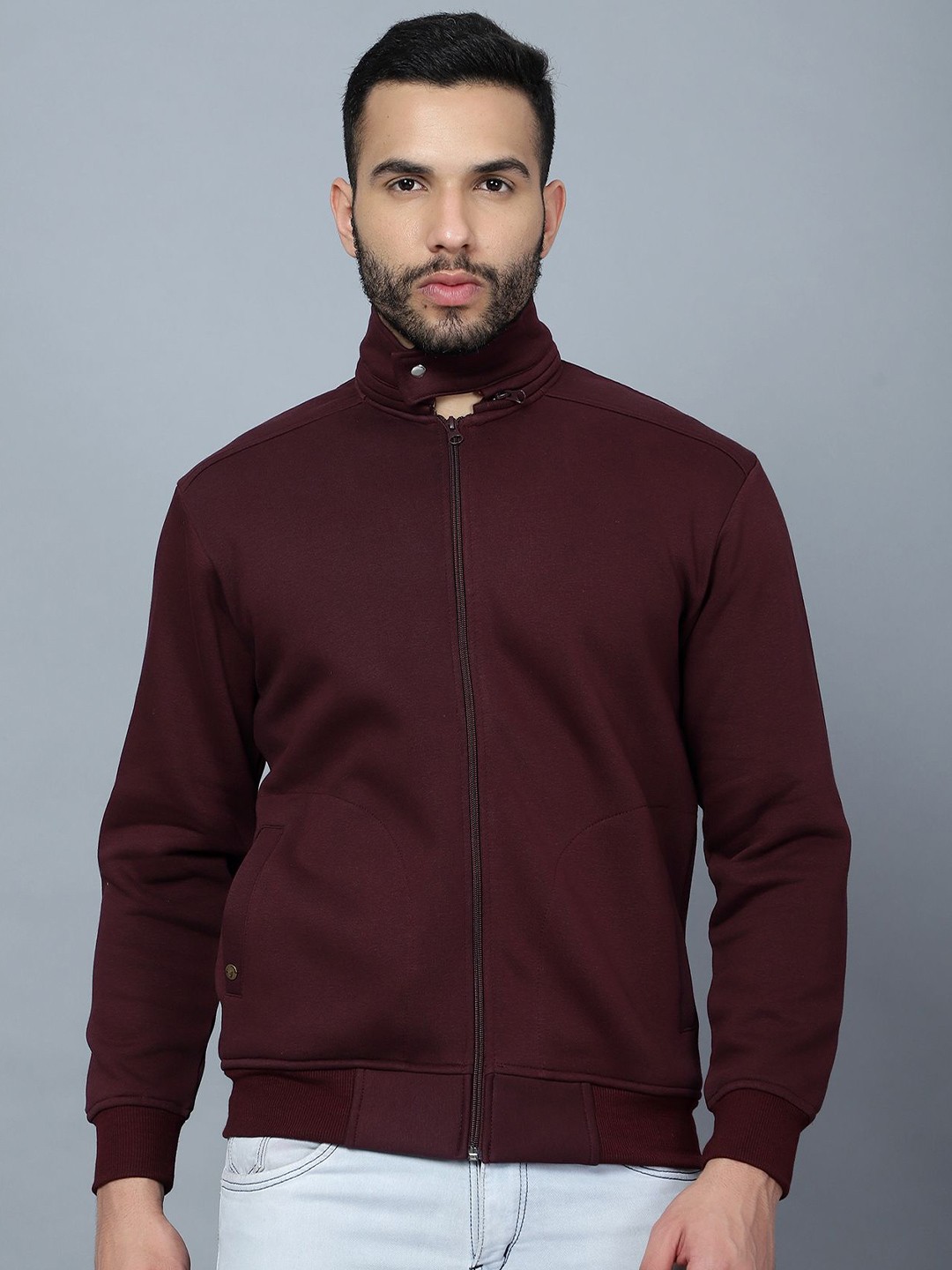 

MENTOOS Men Solid Long Sleeves Sweatshirt, Maroon