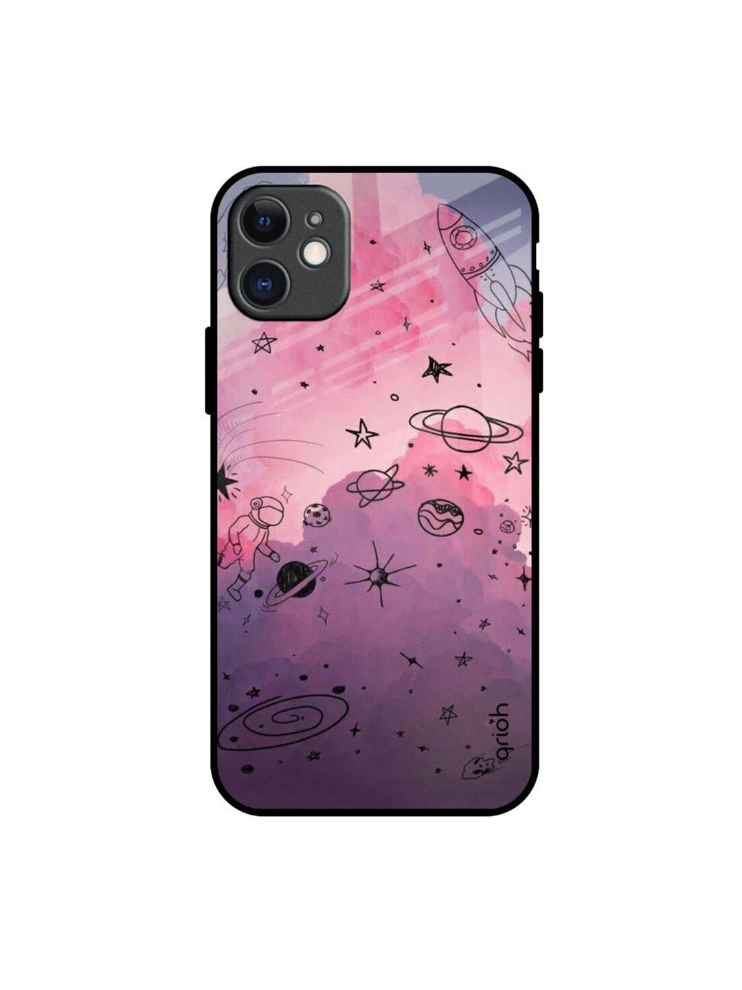 

QRIOH Space Doodles Printed iPhone 11 Back Case, Purple