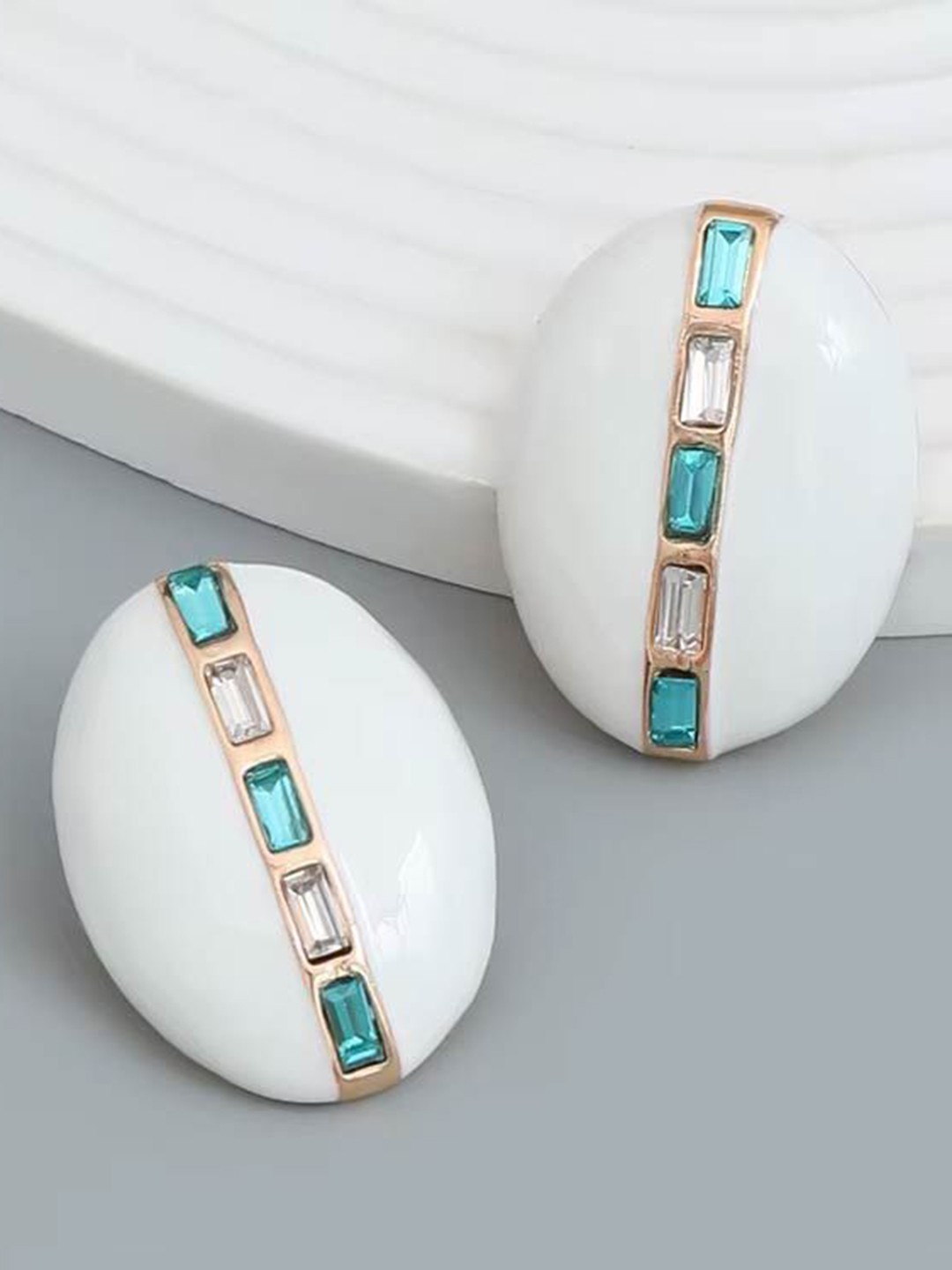 

DKane Designs Contemporary Shaped Drop Earrings, White