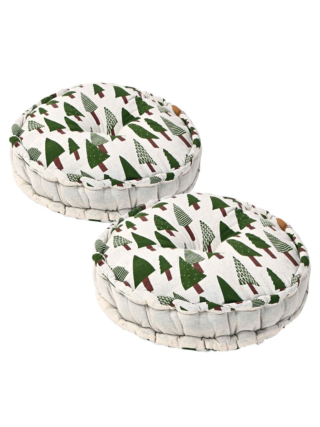 

Kuber Industries Green 2 Pieces Printed Sitting Chair Cushion Pads