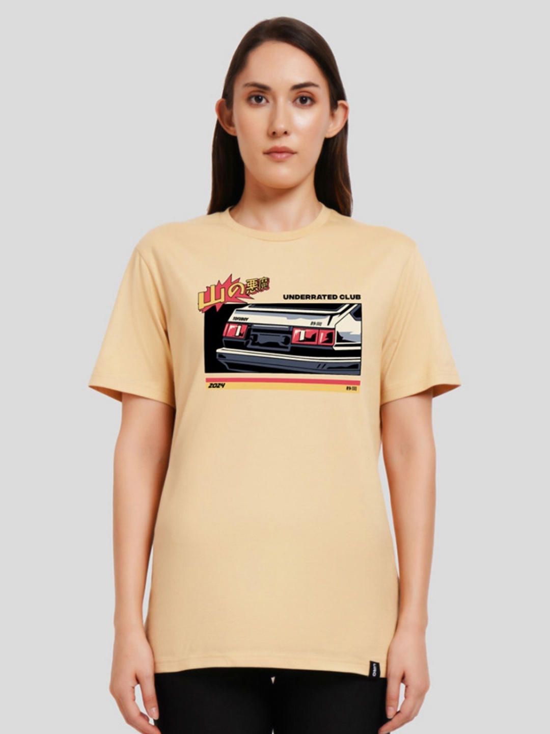 

Underrated Club Women Printed Bio Finish T-Shirt, Beige