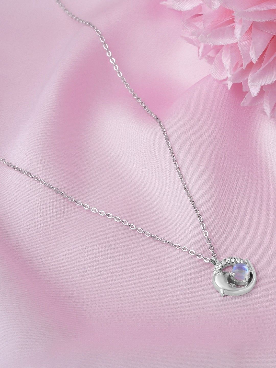

Zavya Radiance Rhodium Plated 925 Sterling Silver Cubic Zirconia Pendant with Chain