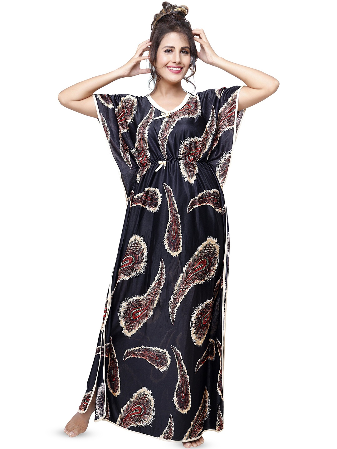 

PR PINK ROYAL Printed Maxi Nightdress, Black