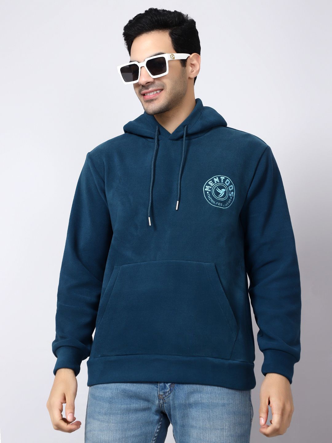 

MENTOOS Men Brand Logo Printed Sweatshirt, Blue