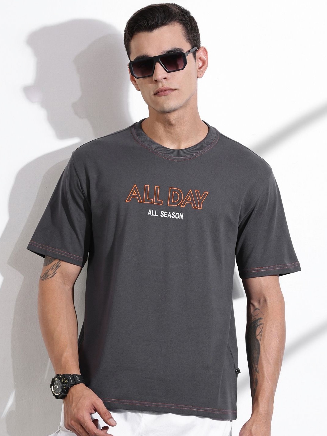 

Thomas Scott Typography Printed Round Neck T-shirt, Grey
