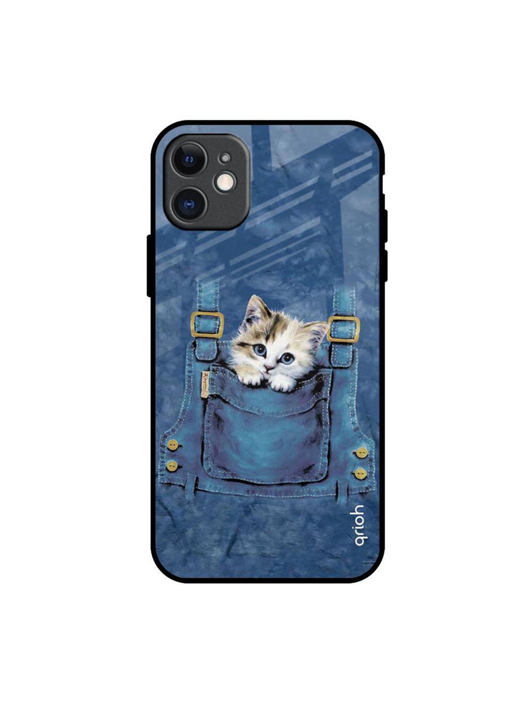 

QRIOH Kitty In Pocket Printed iPhone 11 Back Case, Blue