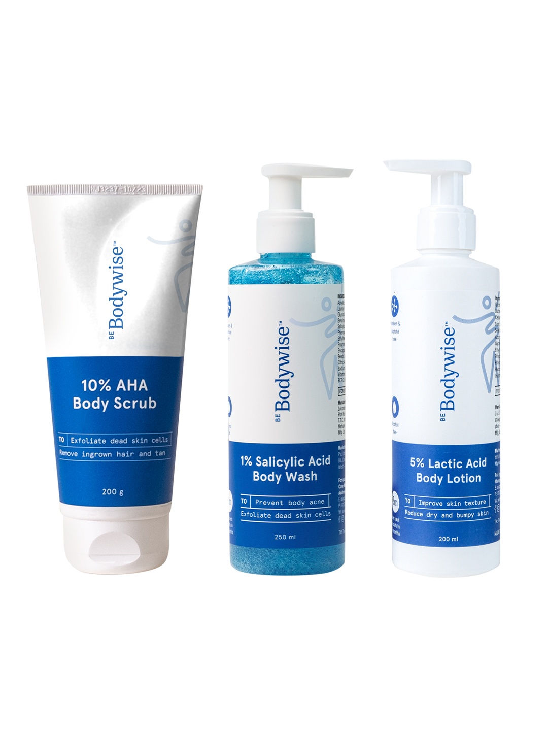 

Be Bodywise Set of Body Lotion 200ml + Body Wash 250ml + Body Scrub 200g, Blue