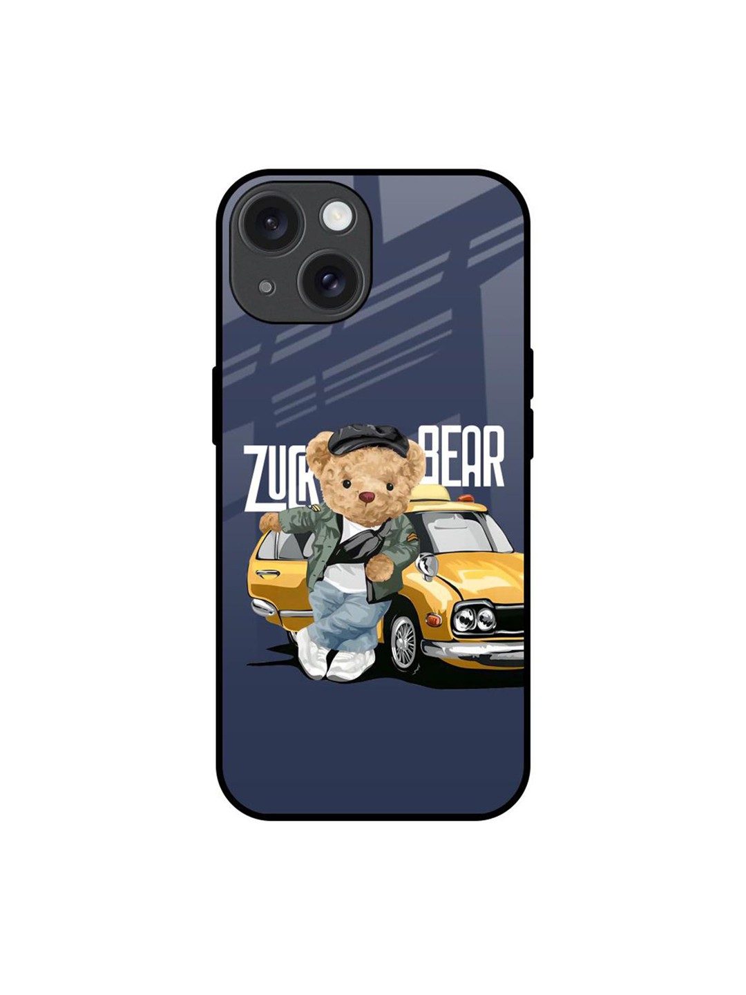 

QRIOH Adventurous Bear Printed iPhone 15 Back Case, Blue
