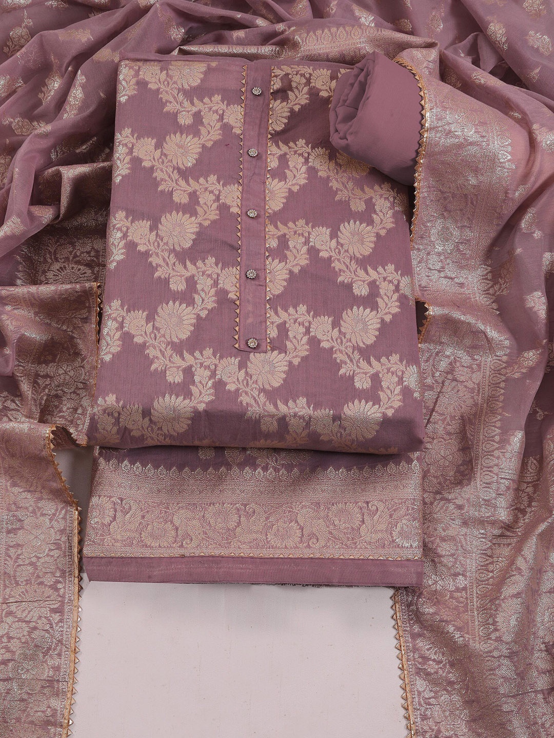 

Riti Woven Design Jaquard Art Silk Unstitched Dress Material, Mauve