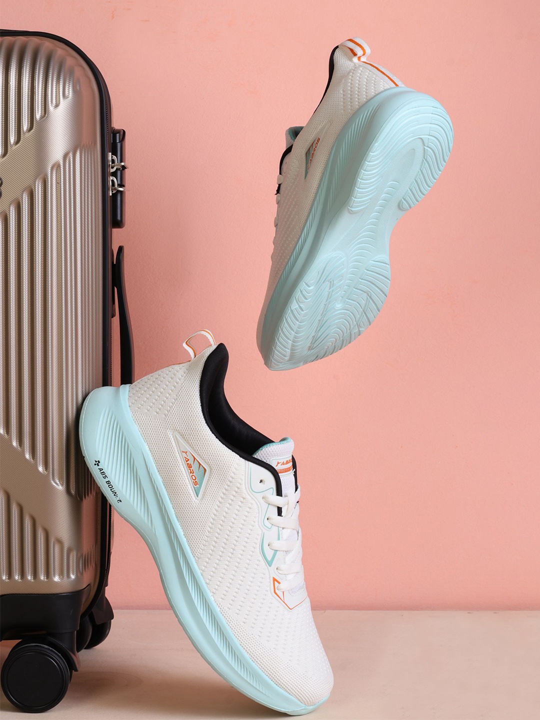 

ABROS Men Mesh Running Shoes, Off white