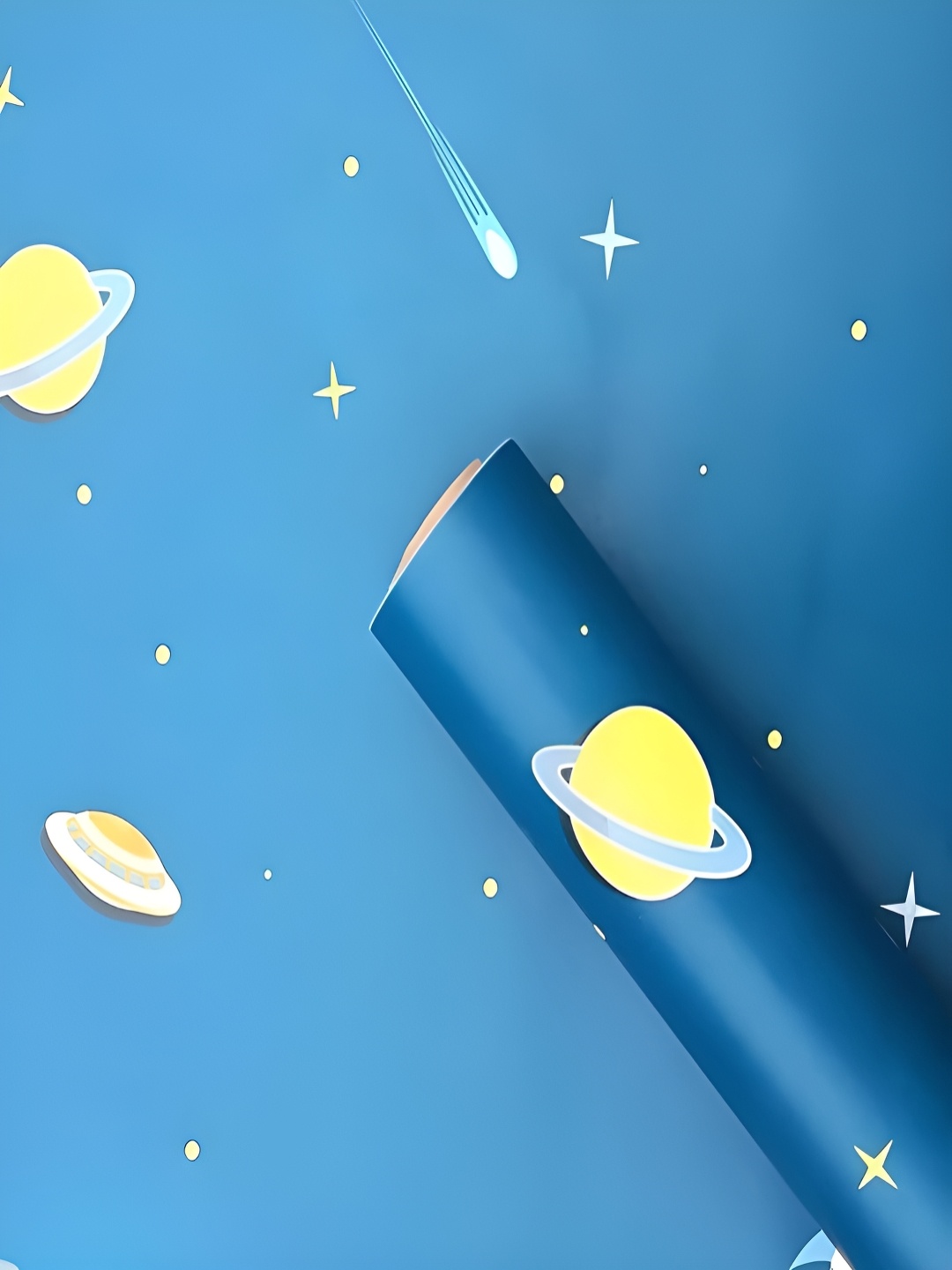 

ANNA CREATIONS Blue & Yellow Printed Self-Adhesive Waterproof Wallpaper