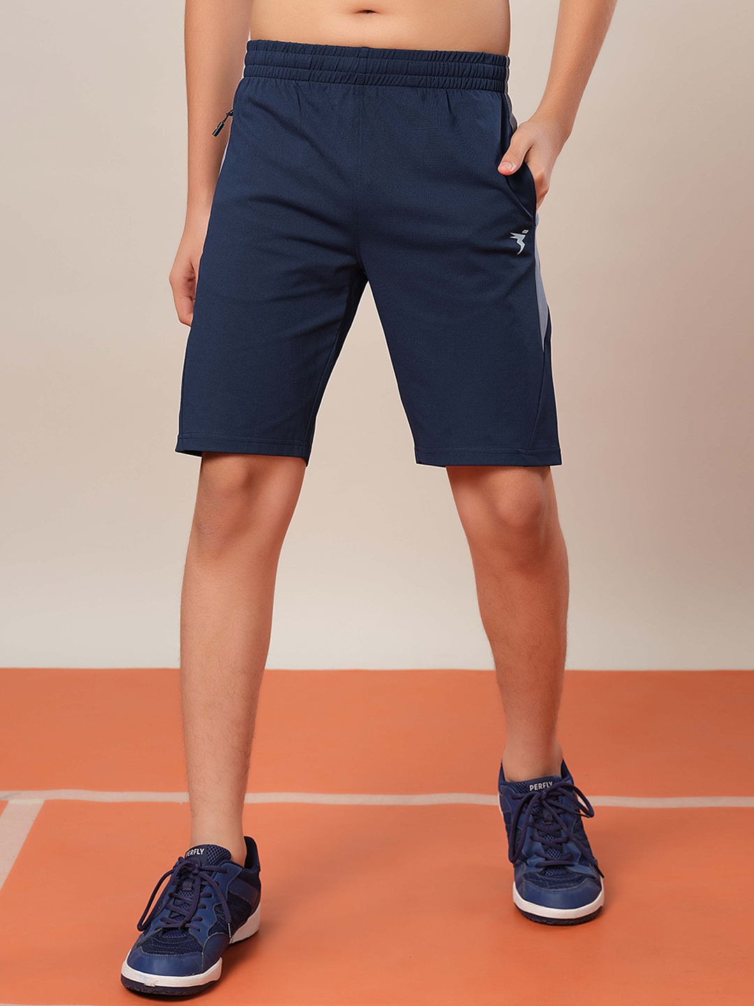 

Technosport Boys Colourblocked Slim Fit Outdoor Sports Shorts with Technology, Navy blue