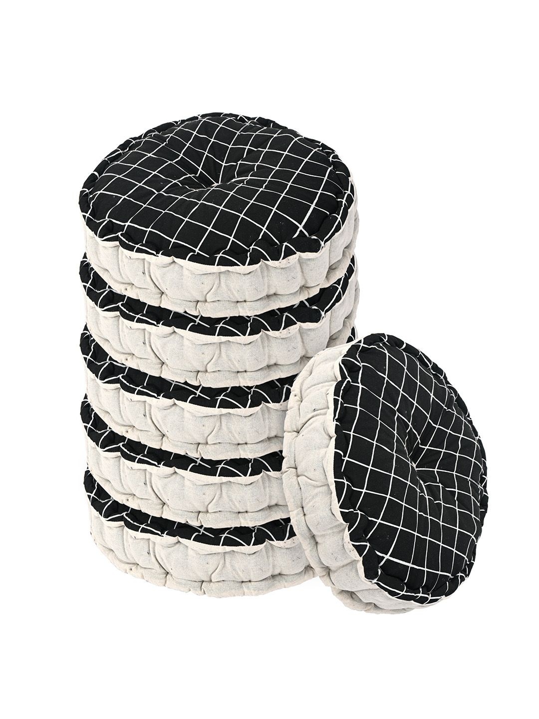 

Kuber Industries Black & White 6 Pieces Printed Sitting Chair Cushion Pads