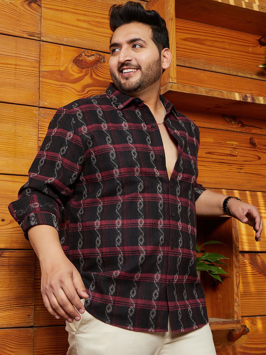 

Instafab Plus Men Comfort Opaque Checked Casual Shirt, Multi