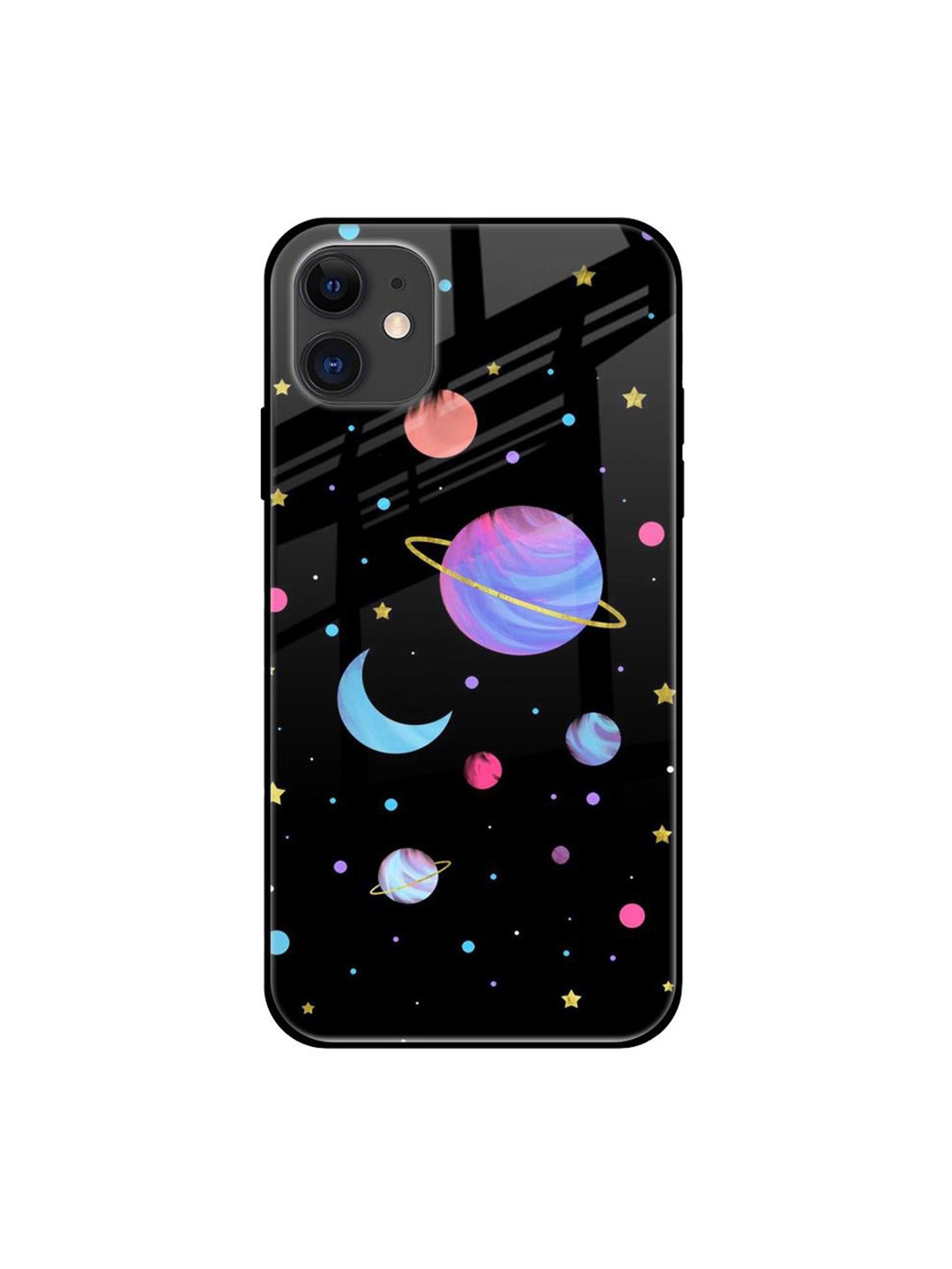 

QRIOH Quirky Printed iPhone 12 Back Case Mobile Accessories, Black
