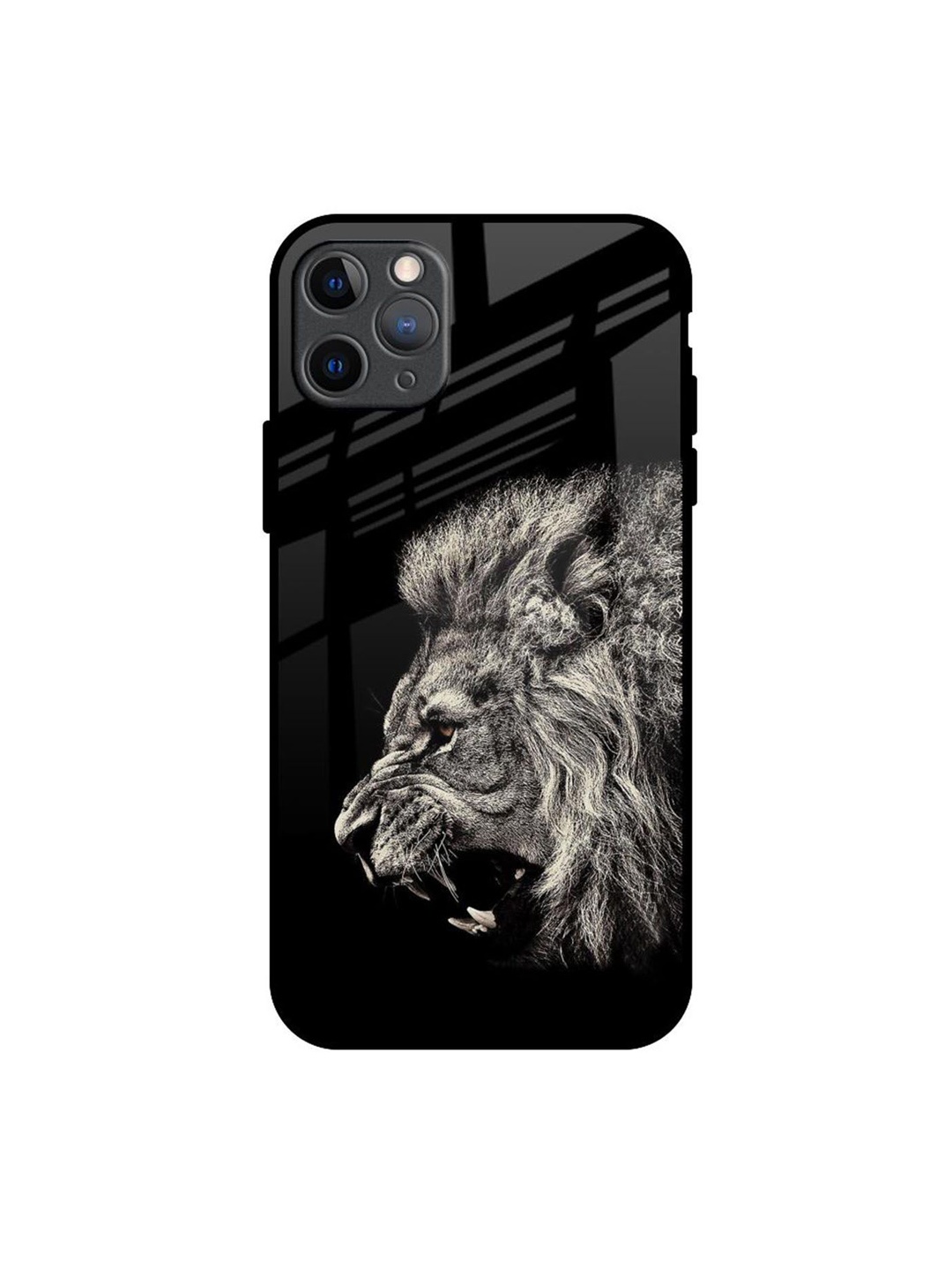 

QRIOH Brave Lion Printed iPhone 11 Pro Max Back Case, Black