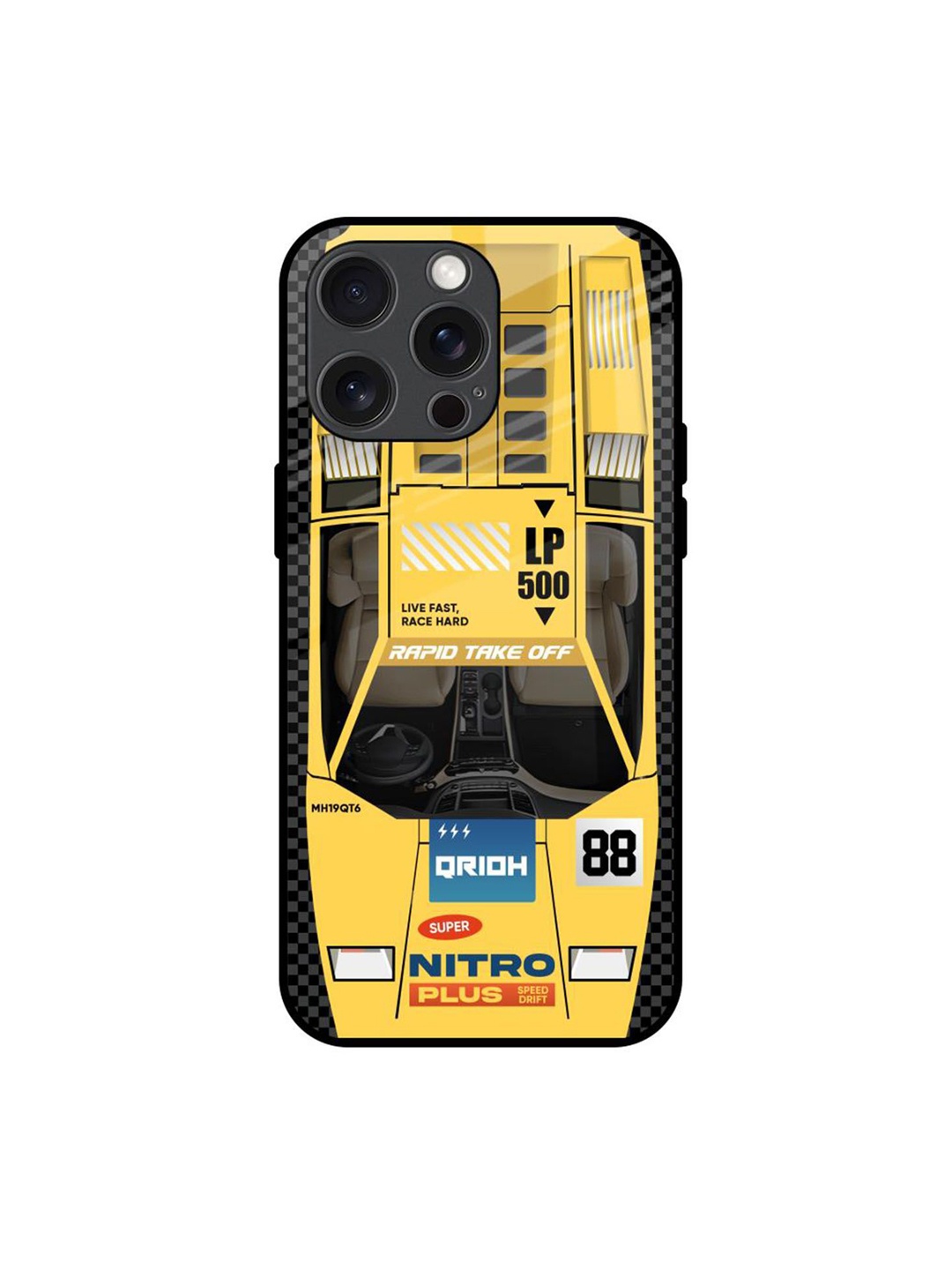 

QRIOH Yellow Racing Car Printed iPhone 15 Pro Max Back Case