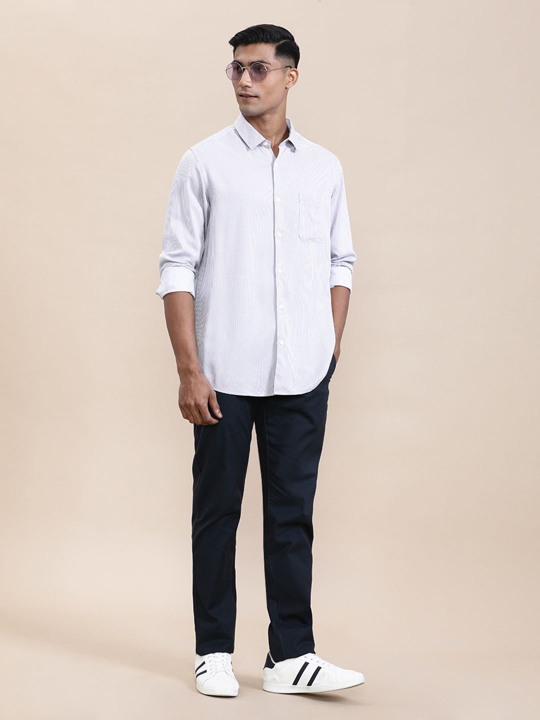 

Crocodile Men Luxury Soft Stripe Fluid Shirt, Purple