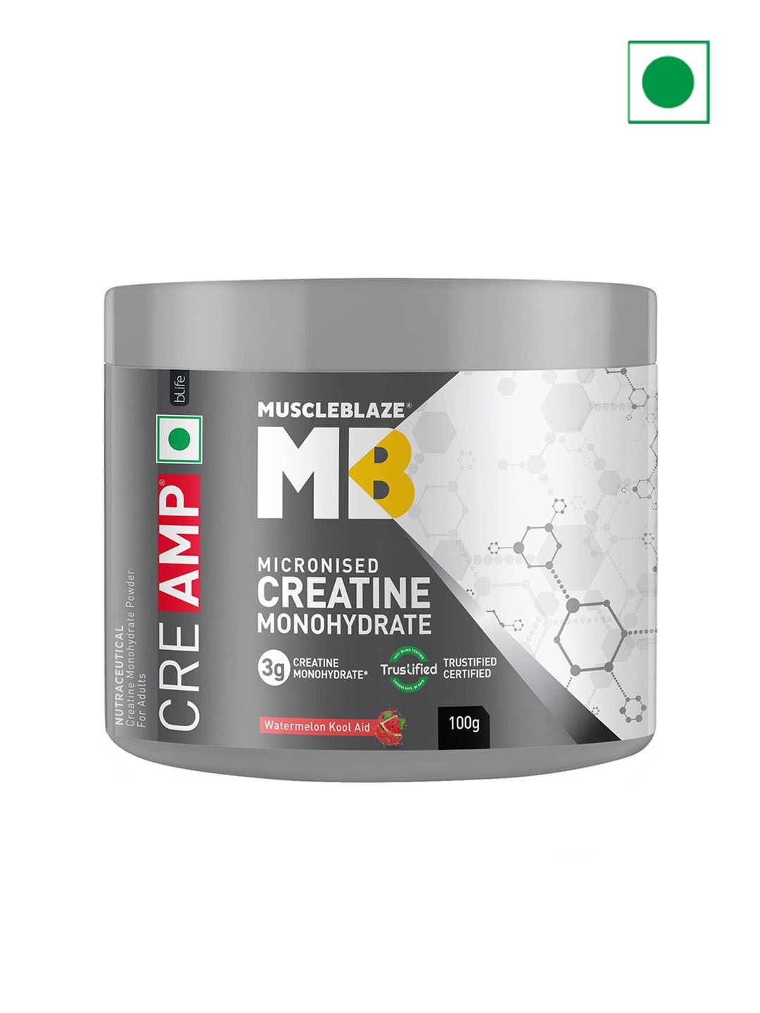 

MuscleBlaze Creatine Monohydrate CreAMP Watermelon Kool Aid - 100 g, Grey