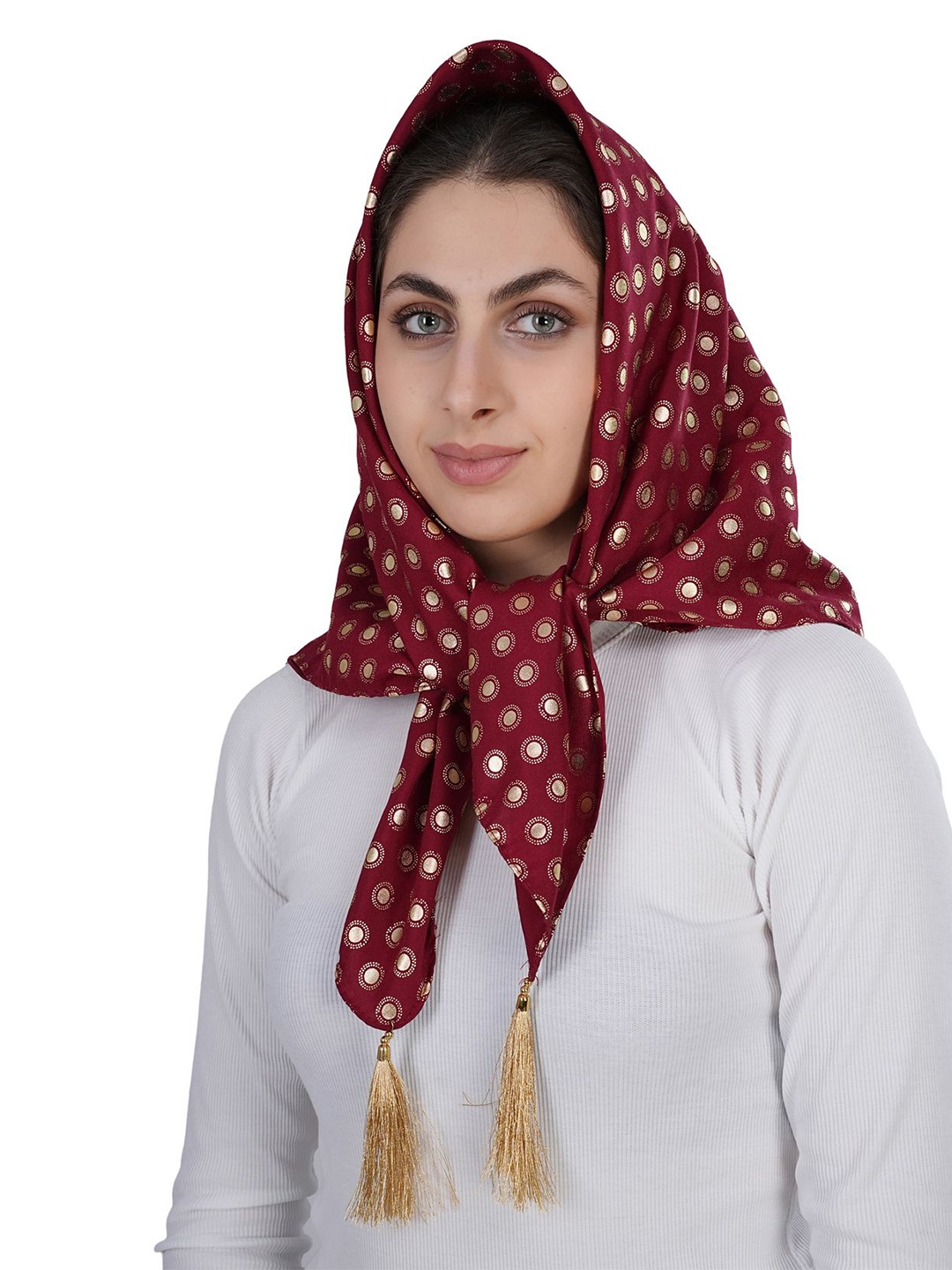 

TEEMOODS Women Printed Scarf, Maroon