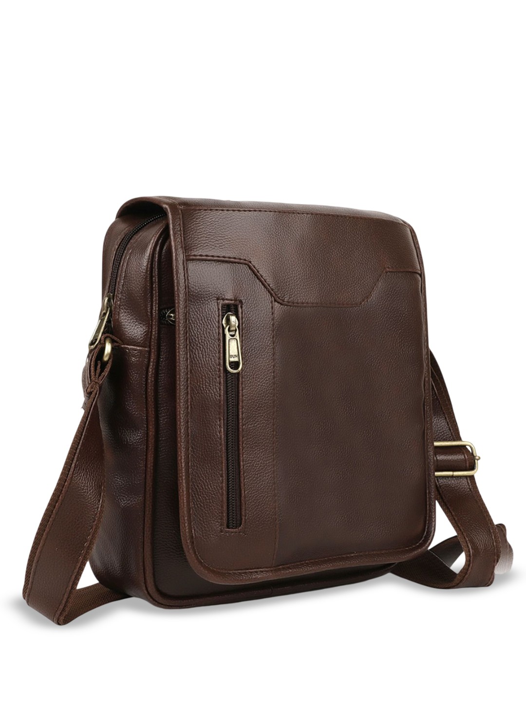 

GOLD SKY Textured Structured Sling Bag, Brown