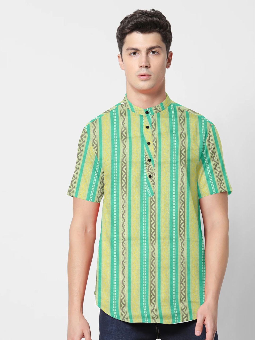 

Fashion FRICKS Men Classic Semi Sheer Casual Shirt, Green