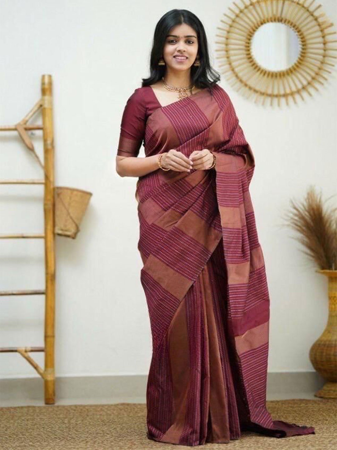 

A TO Z CART Woven Design Pure Silk Banarasi Saree, Maroon