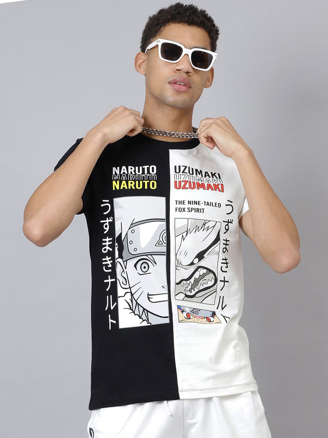 

Free Authority Men Naruto Graphic Printed Round Neck Regular Fit Cotton T-shirt, Black