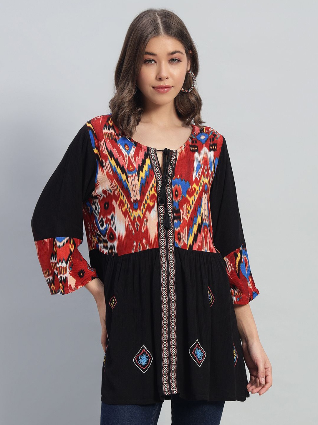 

VELDRESS Floral Print Crepe Top, Multi