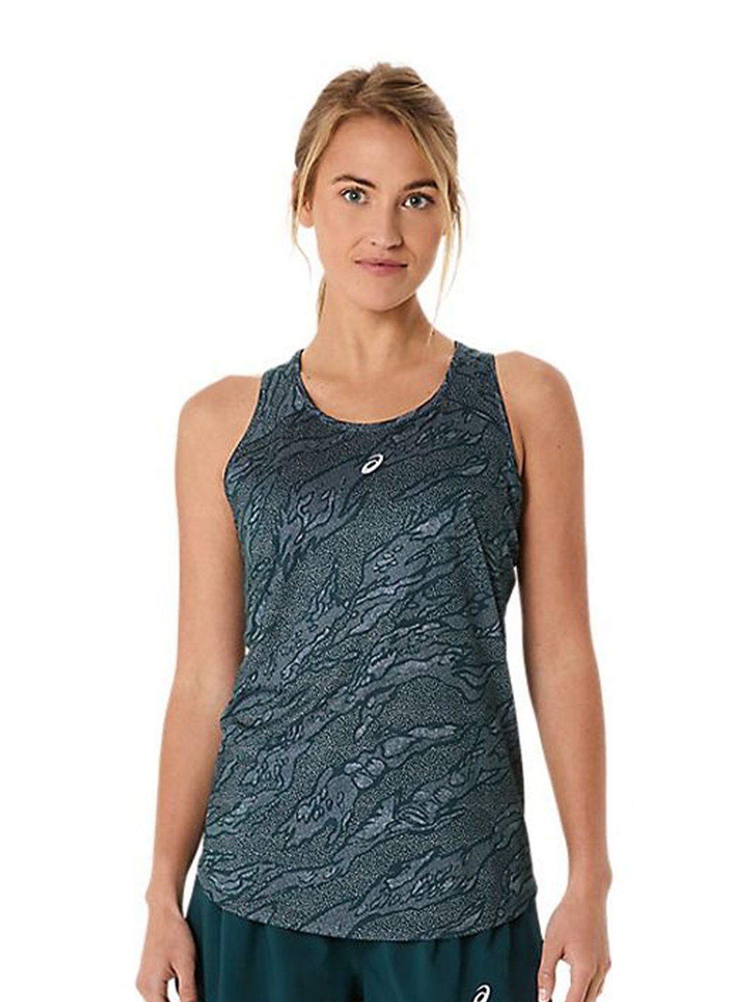 

ASICS Women Abstract Printed Round Neck T-shirt, Green