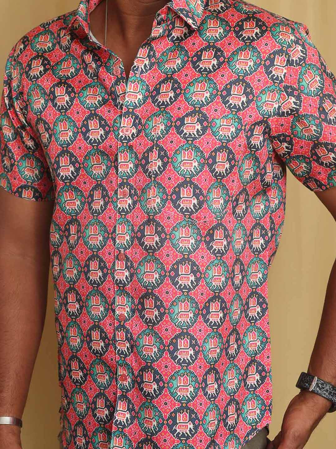 

Luxurionworld Men Modern Semi Sheer Printed Casual Shirt, Multi
