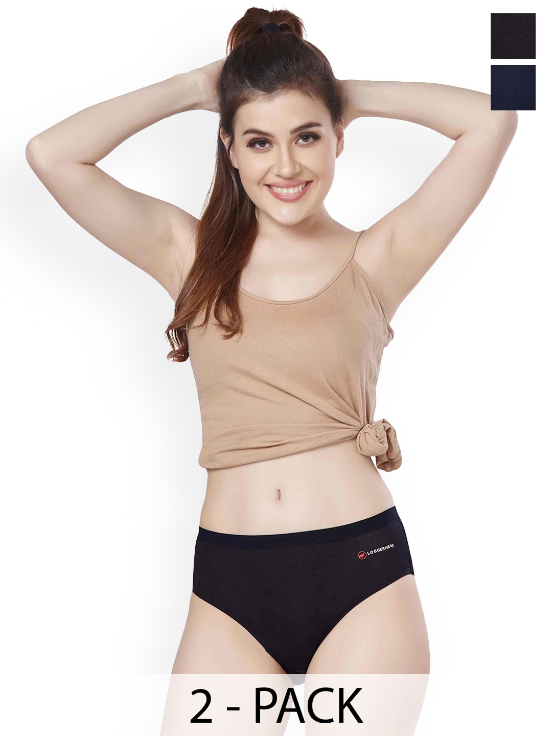 

LOGGERHEAD Pack Of 2 Hipster Briefs LHMH015-NavyBlue-Black, Navy blue