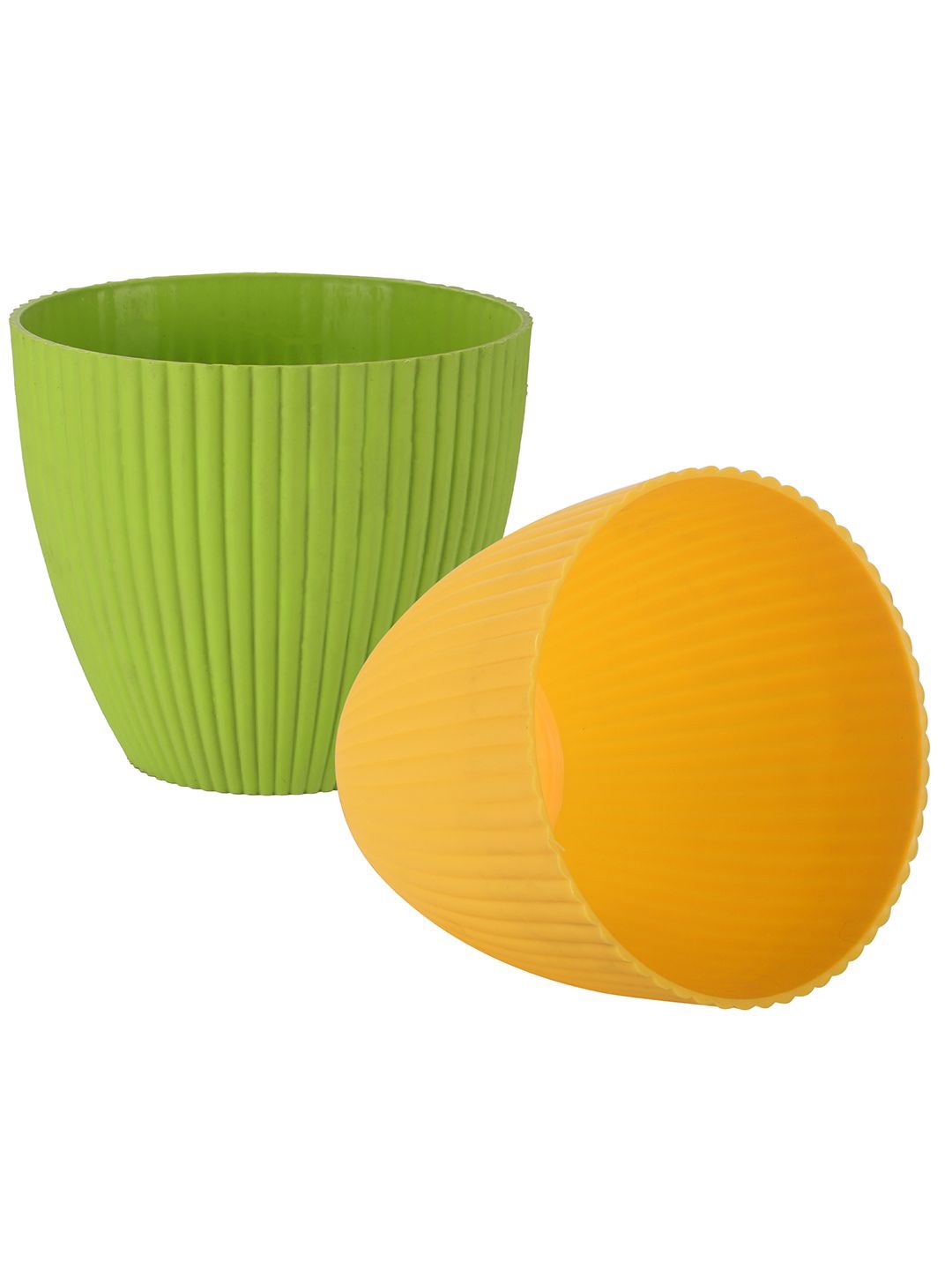 

Kuber Industries Yellow & Green 2 Pieces Textured Durable Planters
