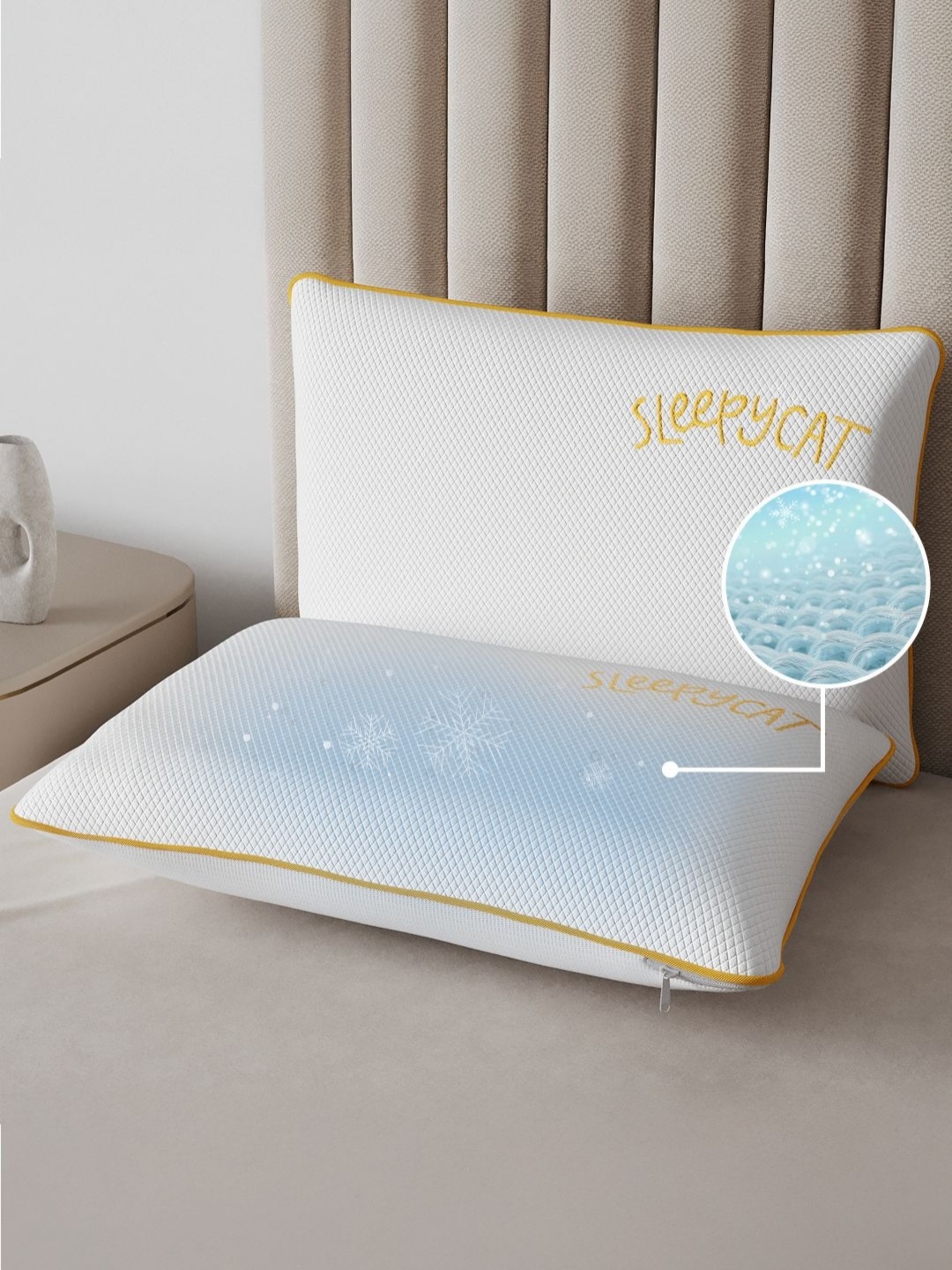 

SleepyCat White 2 Pieces Cotton Memory Foam Filled Neck Support Therapedic Pillow