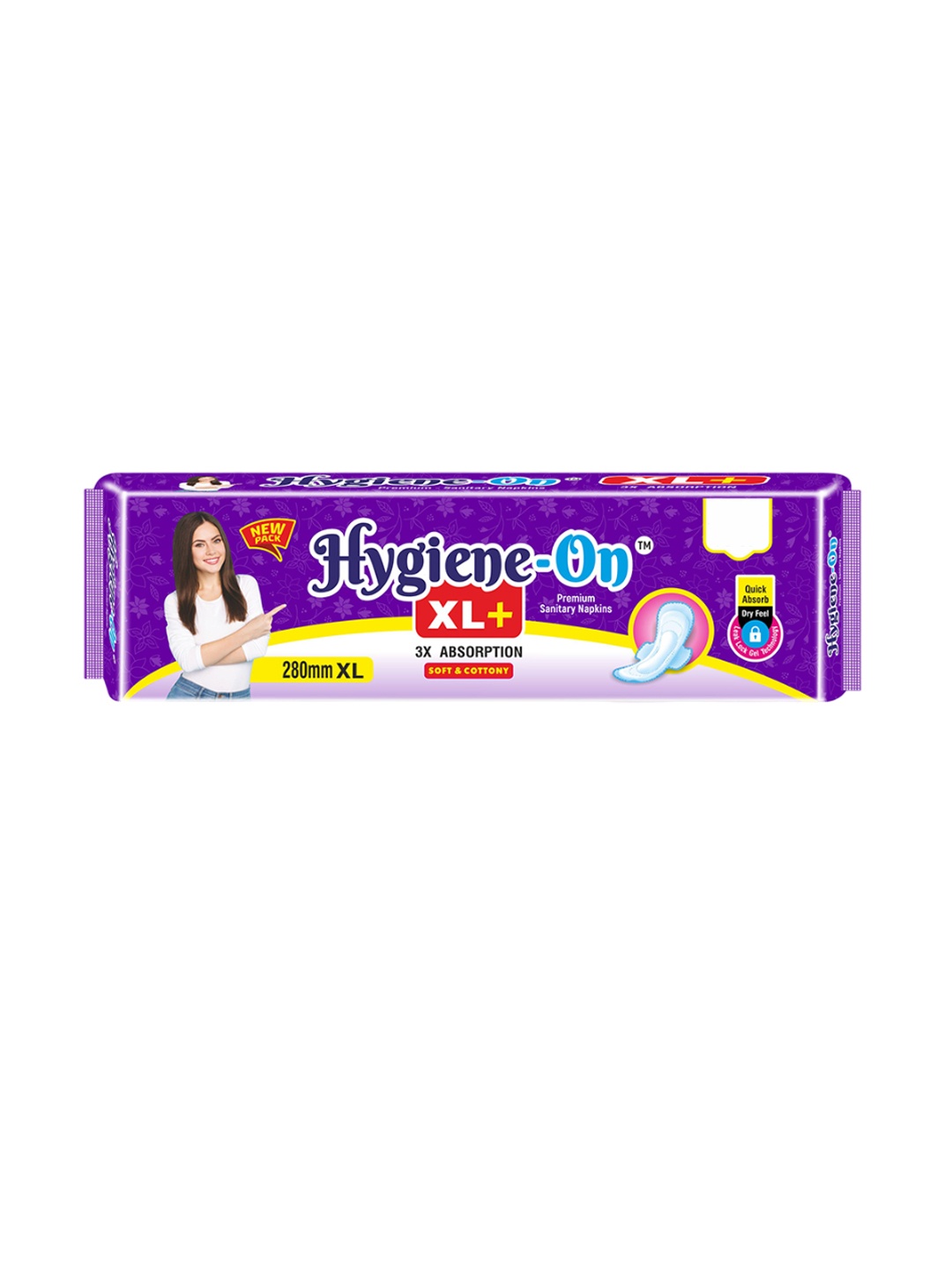 

Hygiene-On 3X Absorption Soft & Cottony Sanitary Pads- 6 Pads- XL+, Purple