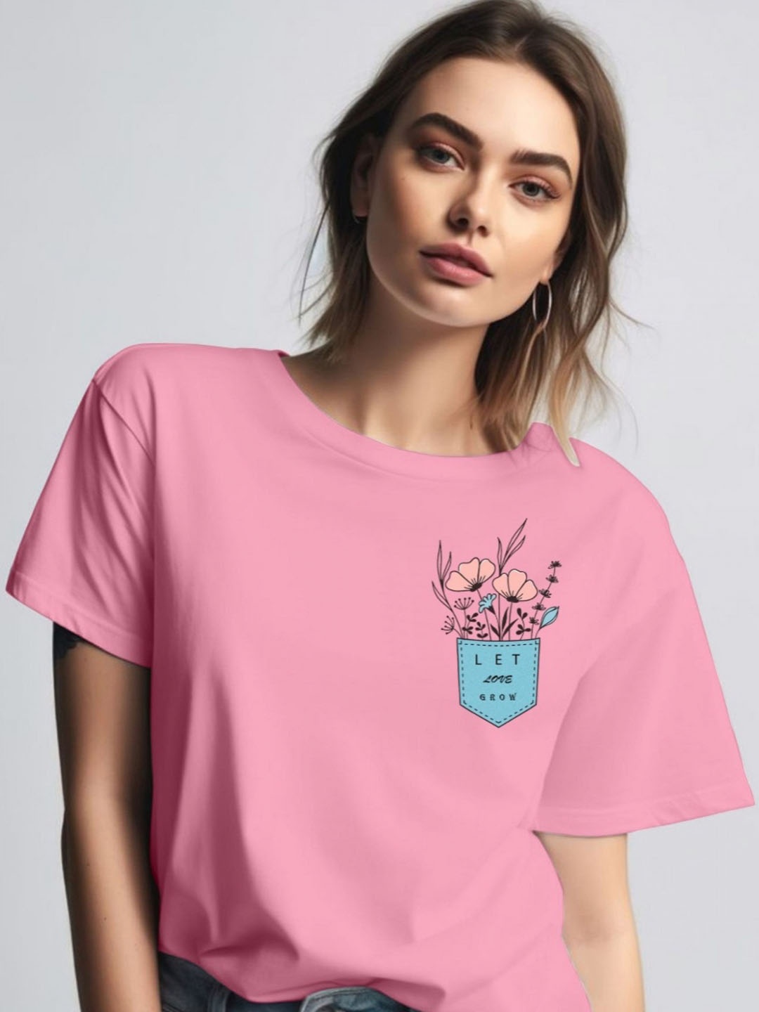 

Moda Rapido Women Printed Round Neck Tshirt, Pink