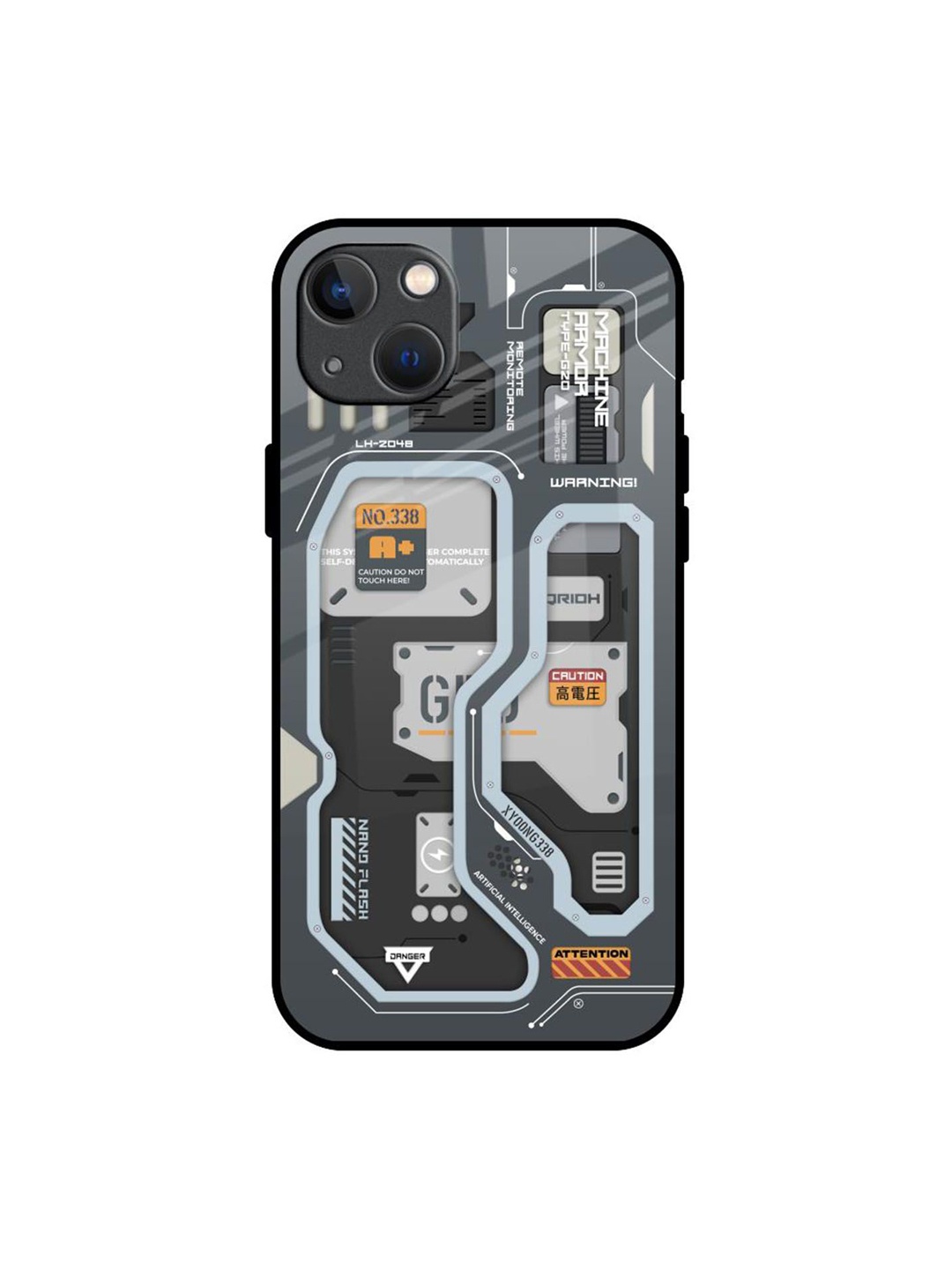 

QRIOH Retro Futuristic Printed iPhone 13 Back Case, Black