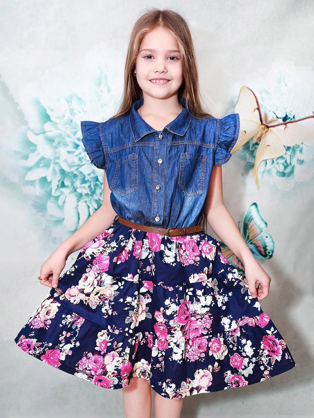 

Miss & Chief Girls Floral Printed Fit & Flare Dress, Multi